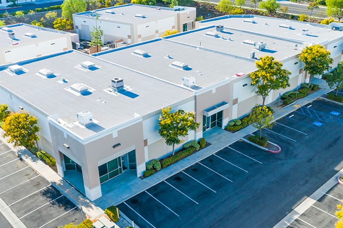 aerial view of commercial building