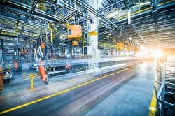 Inside an industrial warehouse space