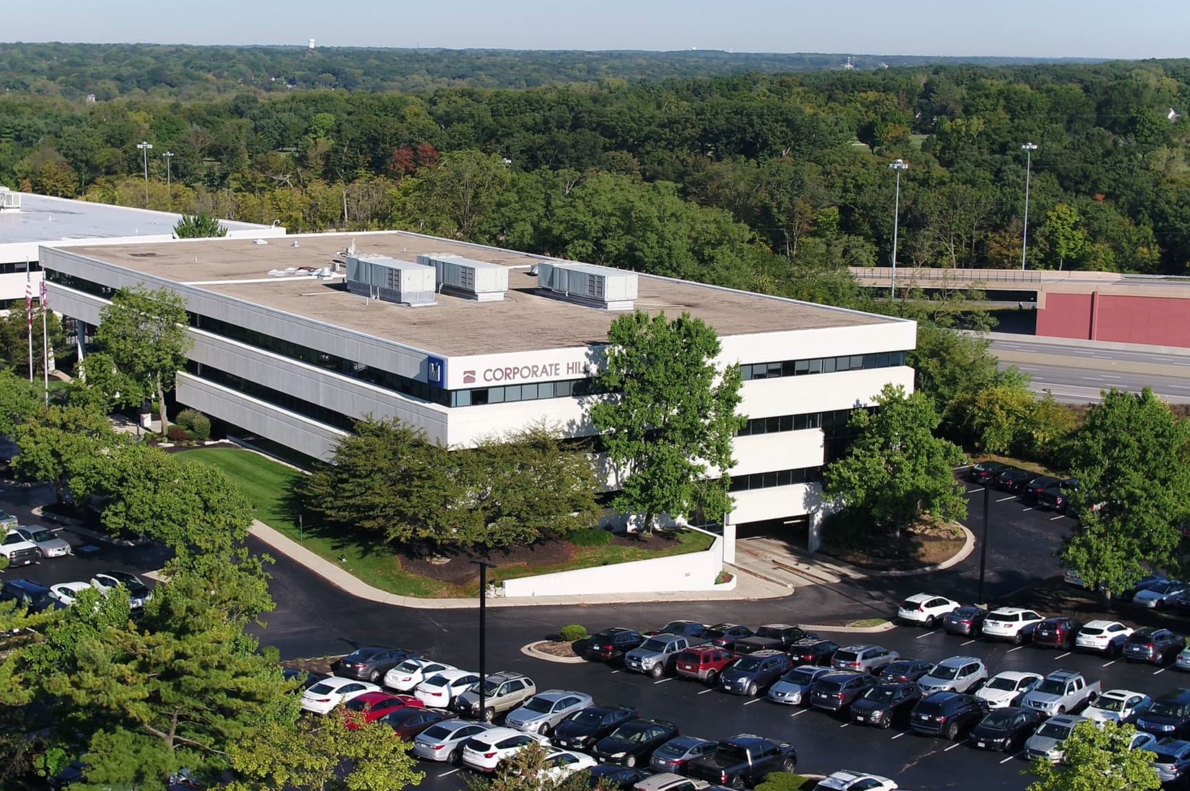 overhead view of an office building