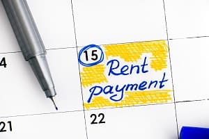 rent payment reminder on a calendar