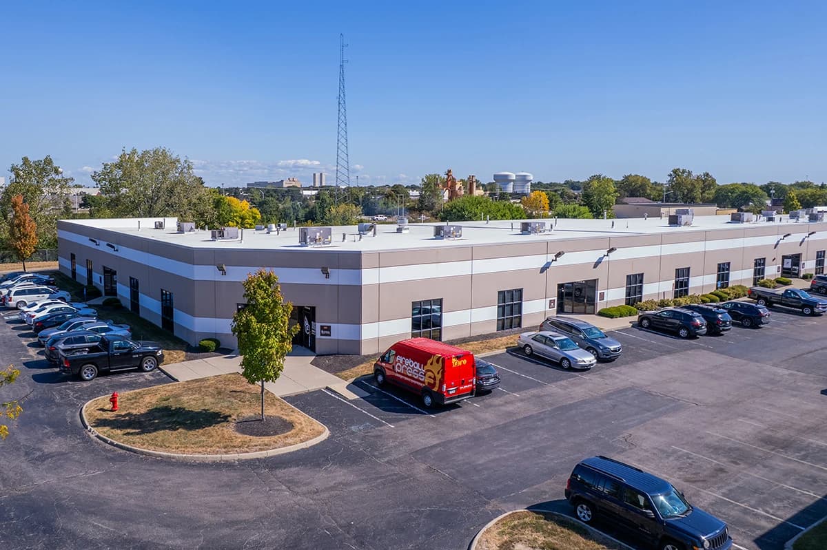 aerial view of commercial property building
