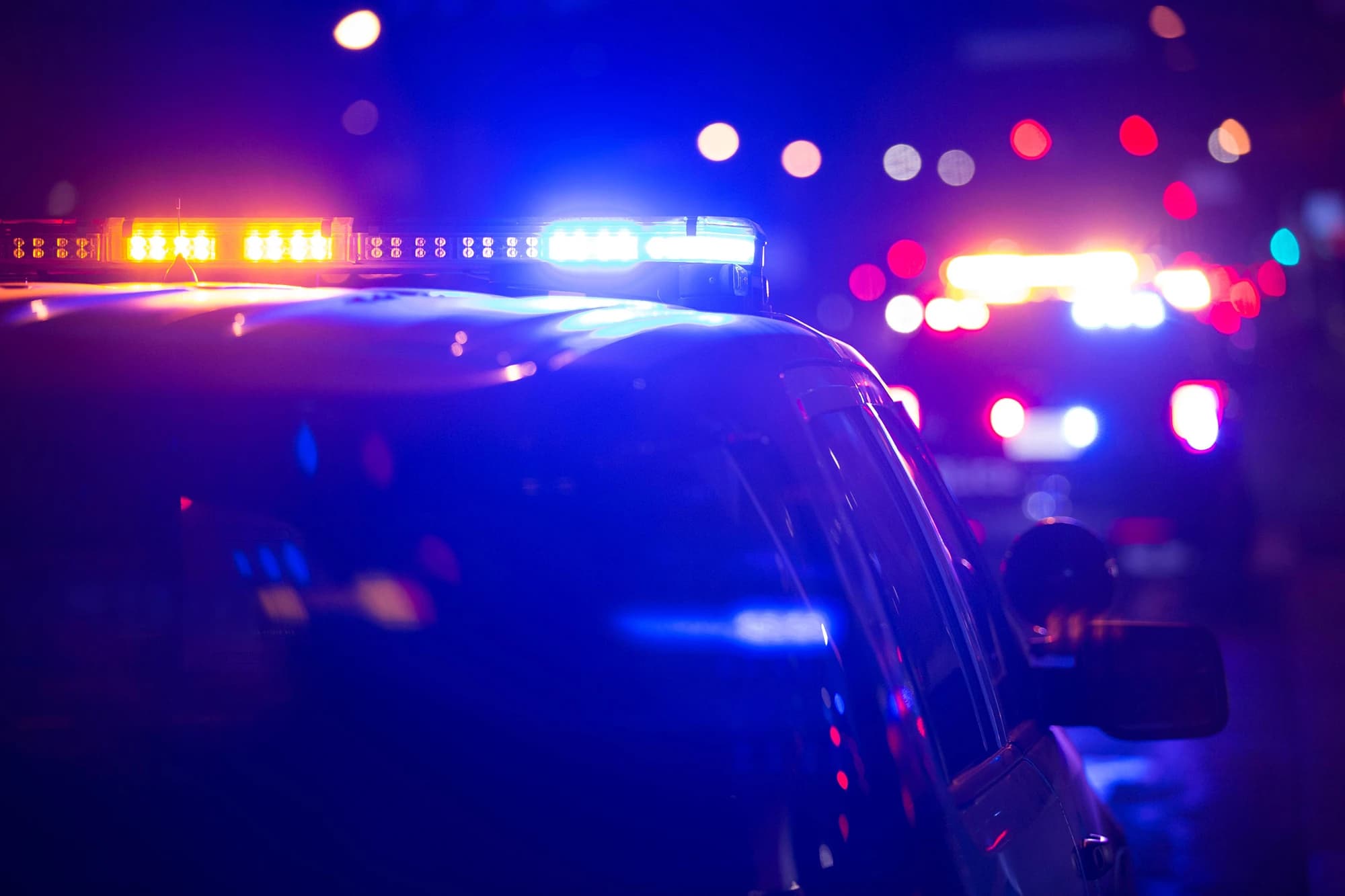 police car with lights flashing