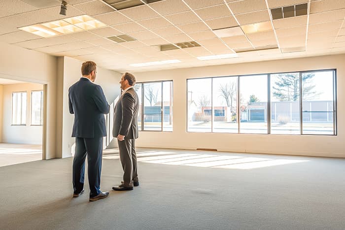 two men touring a commercial property