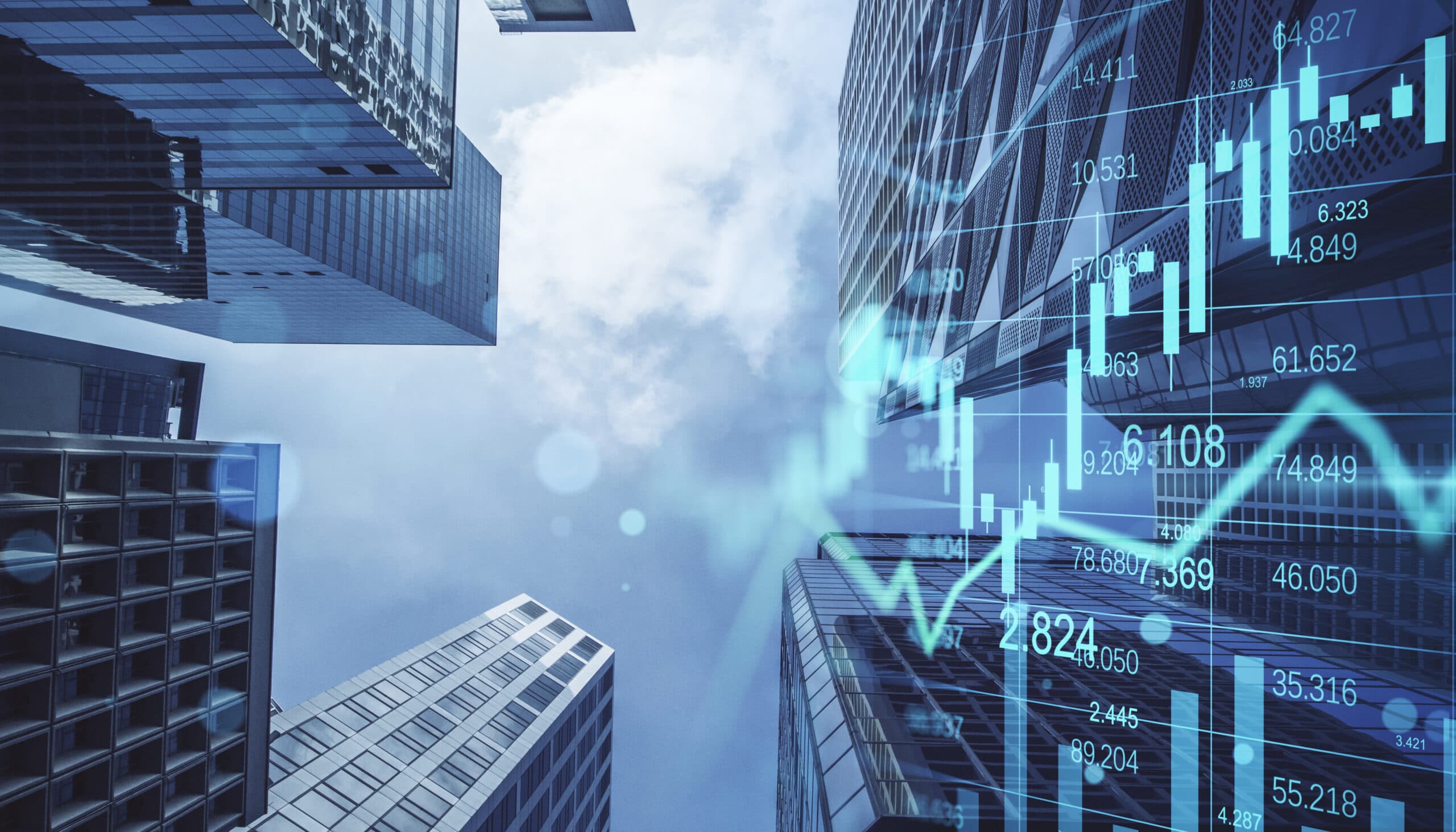 upward view of skyscrapers