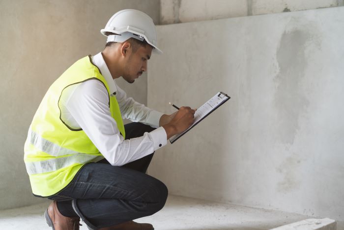 Building inspector checking a commercial property.